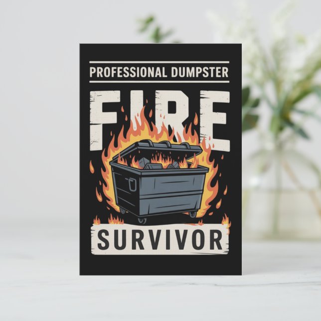 Invitación Professional Dumpster Fire Survivor Funny Work  (Anverso de pie)