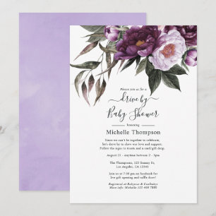 Invitación Profundo floral de terciopelo Drive By Boda o Baby