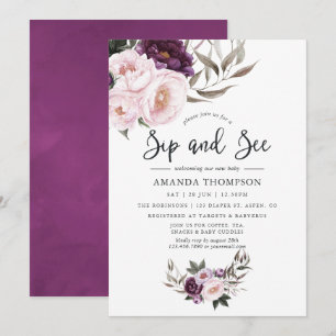 Invitación Profundo floral de terciopelo para sip y ver