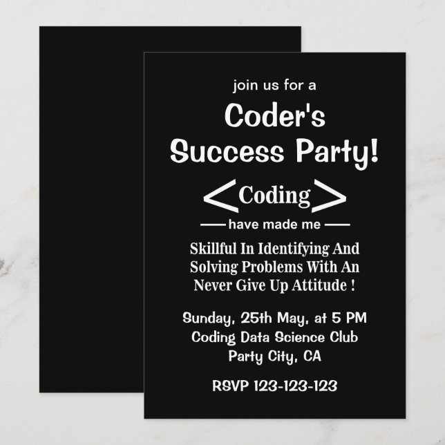 Invitación Programador Codificador Desarrollador Programador (Anverso / Reverso)