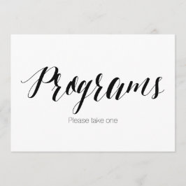 Invitación "Programas por favor tome uno" Letrero de Boda