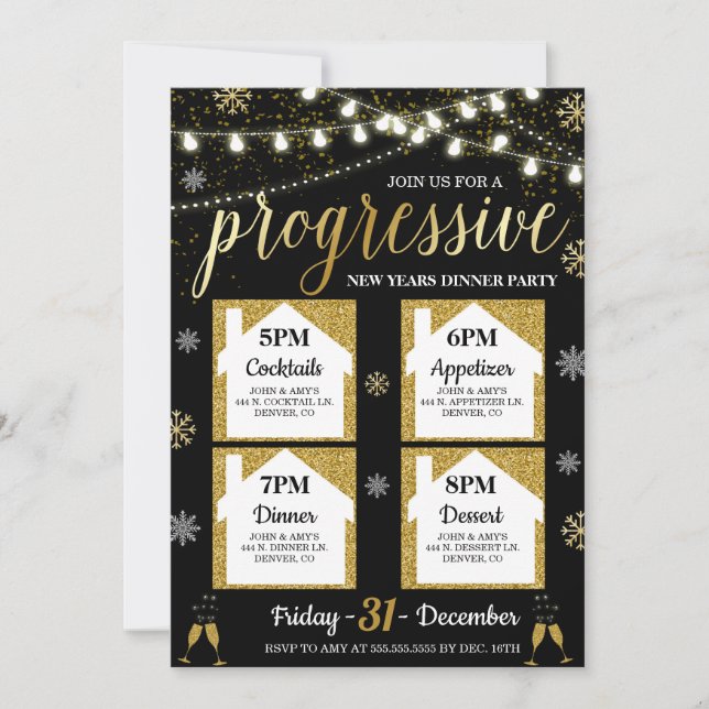 Invitación progresista del partido de la cena de A (Anverso)