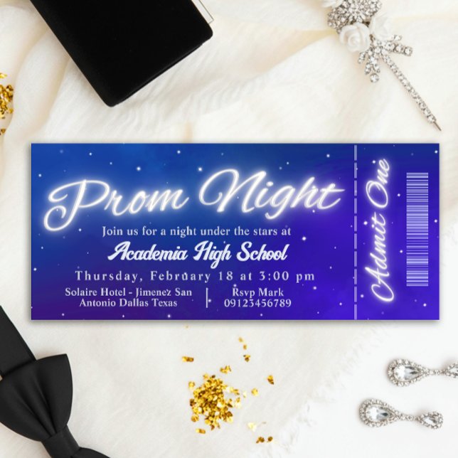 Invitación Prom Night - Under the Stars Ticket Invitation (Prom Night - Under the Stars Ticket Invitation)