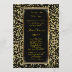 Invitación Prom, pre-prom, dulce-dieciséis, Purpurina en negr