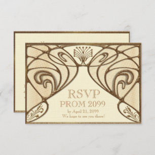 Invitación PROM RSVP, Gran Gatsby, oro sobre marfil