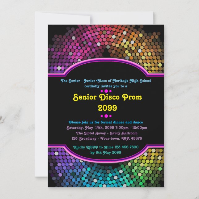 Invitación Prom senior junior, Disco, estilo Gatsby, Disco li (Anverso)