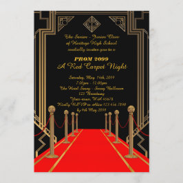 Invitación Prom Senior-Junior, estilo Gatsby, Red Carpet Nigh