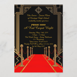 Invitación Prom Senior-Junior, estilo Gatsby, Red Carpet Nigh