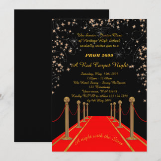 Invitación Prom Senior-Junior, estilo Gatsby, Red Carpet Nigh