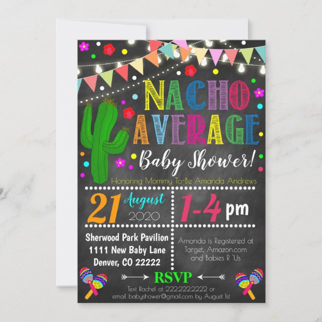 Invitación promedio de Baby Shower de Fiesta Nacho (Anverso)