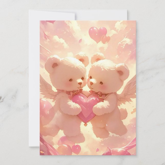 Invitación Promesa de por vida: Dreamy Teddy Bear Boda Invita (Anverso)