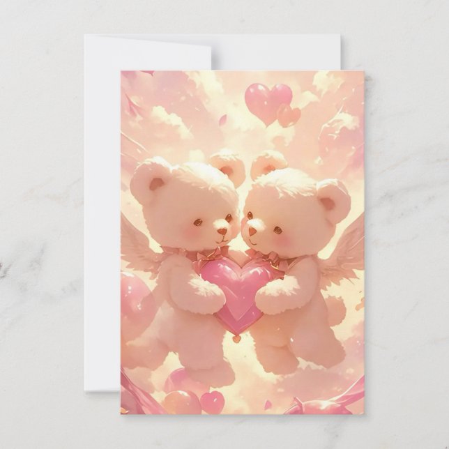 Invitación Promesa de por vida: Dreamy Teddy Bear Boda Invita (Anverso)