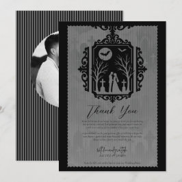 Invitación Promesas de cementerio RSVP de boda gótica en negr