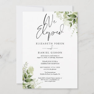 Invitación Prometimos en la fuga de novios Votos Floral Verde