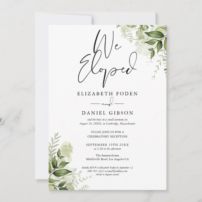 Invitación Prometimos Votos de Boda Floral Verde Partido (Anverso)