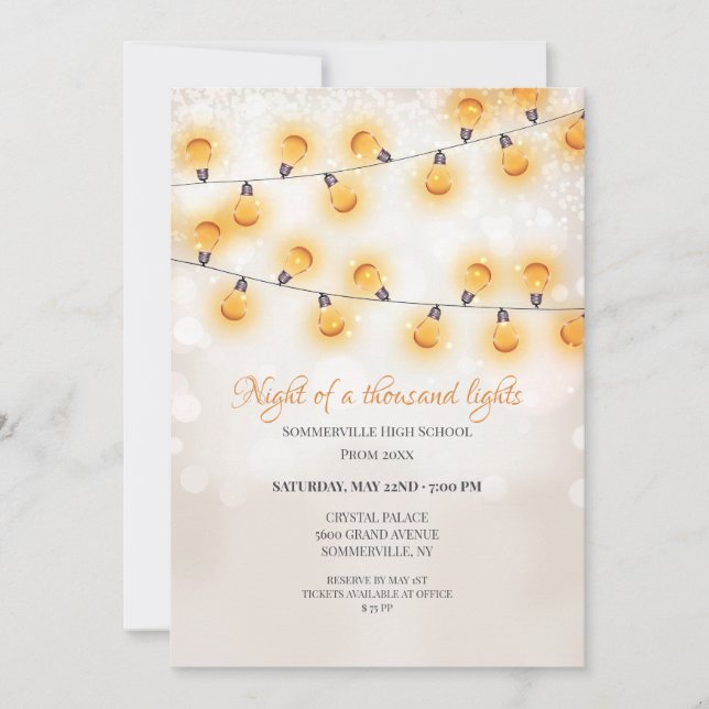 Invitación Promoción con Luces Colgantes Brillantes (Anverso)