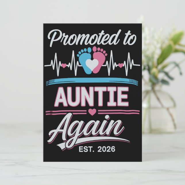 Invitación Promoted To Auntie Again Est 2026 Pregnancy Reveal (Anverso de pie)