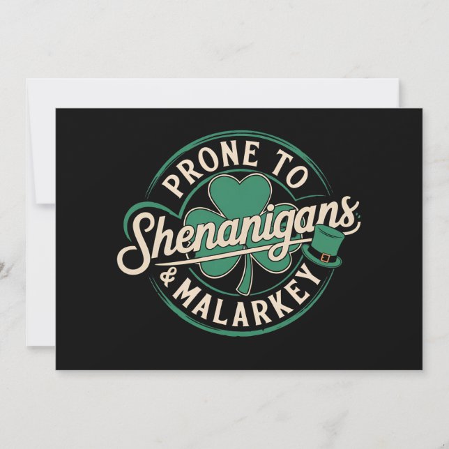 Invitación Prone a Shenanigans & Malarkey St Patrick's Day (Anverso)