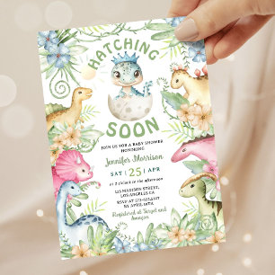 Invitación Pronto a Nacer Niño Dinosaurio Shower de Bebé