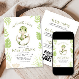 Invitación Pronto Baby Shower, todos en un dinosaurio