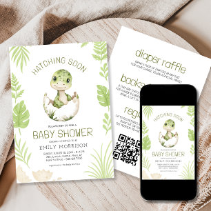 Invitación Pronto Baby Shower, todos en un dinosaurio