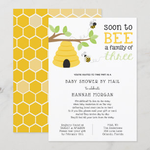 Invitación Pronto para ser una familia de tres Baby Shower po