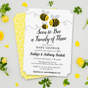 Invitación Pronto Será Una Familia De Tres   BABY SHOWER