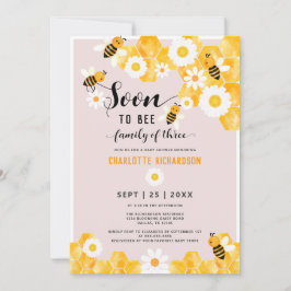 Invitación Pronto Serán Familia De Tres Bumble Abejas Baby Sh