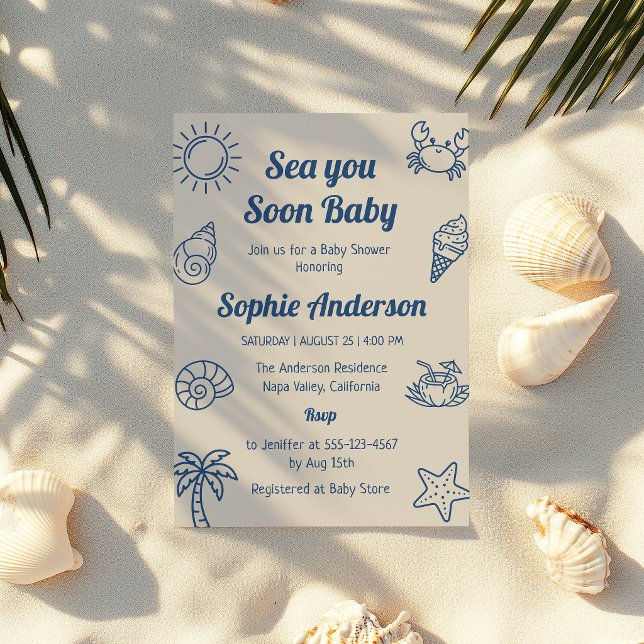 Invitación Pronto Verás al Mar Bebé Ducha Costera de Bebé (Subido por el creador)