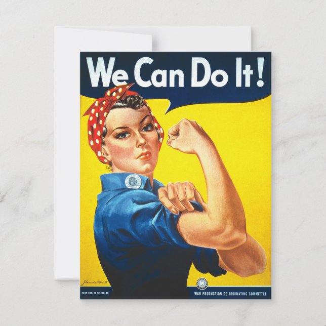 Invitación Propaganda de Vintage de Rosie Riveter (Anverso)