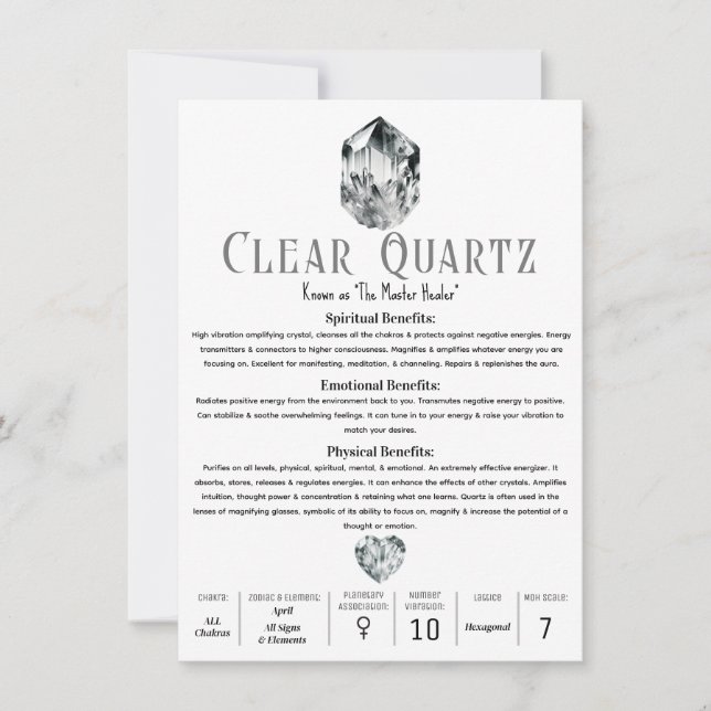 Invitación Propiedades Metafísicas del Cristal de Cuarzo Clar (Anverso)