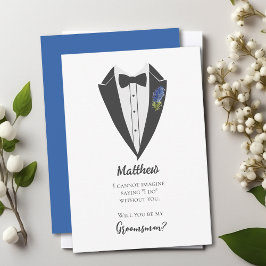 Invitación Propuesta bohemiana de Groomsman con violencia azu