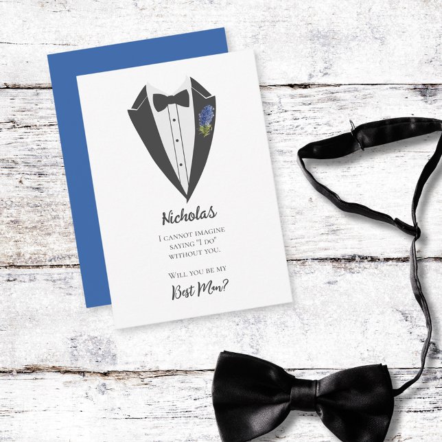 Invitación Propuesta bohemiana de mejor hombre con violeta az (Subido por el creador)