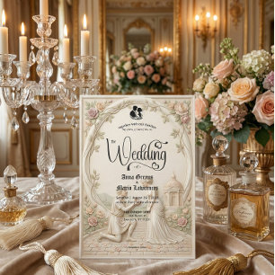 Invitación Propuesta de bodas en escena de jardín clásico de 