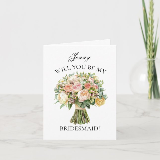 Invitación Propuesta de Boho Peonies Bouquet Bridesmaid (Anverso)
