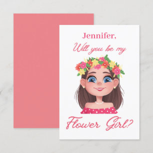 Invitación propuesta de chica de flores guión rosa lindo