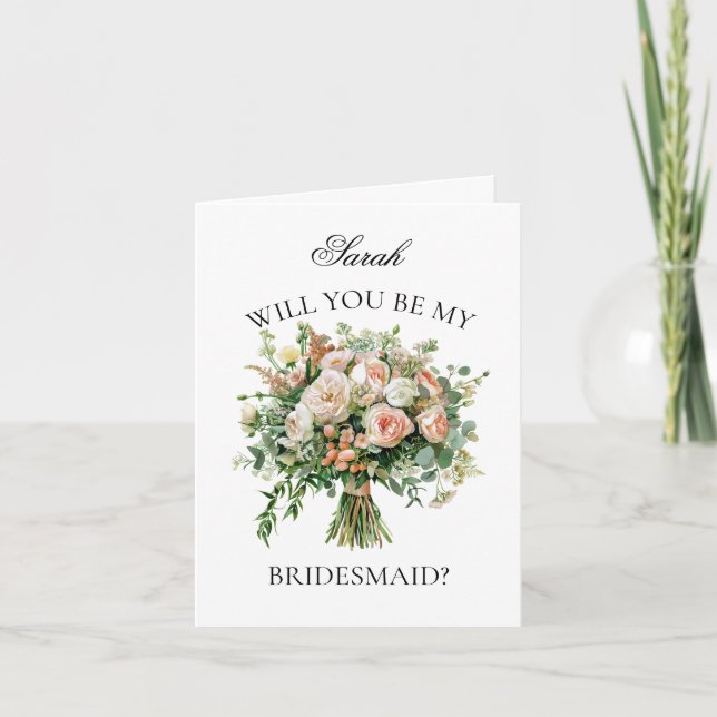 Invitación Propuesta de Coral Peonies Bouquet Bridesmaid (Anverso)