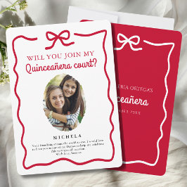 Invitación Propuesta de corte de Quinceañera con lazo rojo