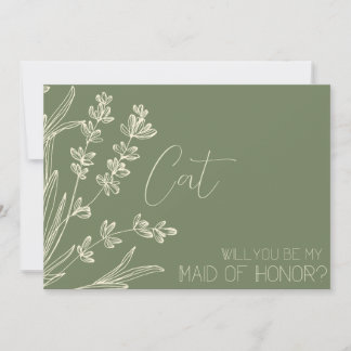 Invitación Propuesta de criada de honor y verde oliva