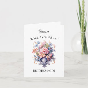 Invitación Propuesta de criada de novias con flores rosas ant
