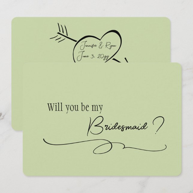 Invitación Propuesta de dama de honor con caligrafía minimali (Anverso / Reverso)