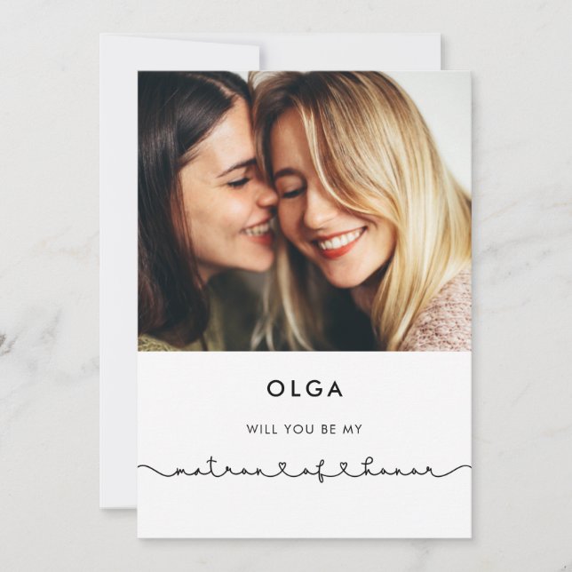 Invitación Propuesta de dama de honor con corazón conectando  (Anverso)