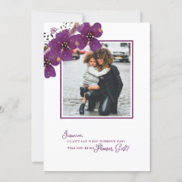 Invitación Propuesta de Dama de Honor con Foto en Flor Morada
