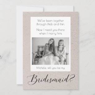Invitación Propuesta de dama de honor con foto en la espalda
