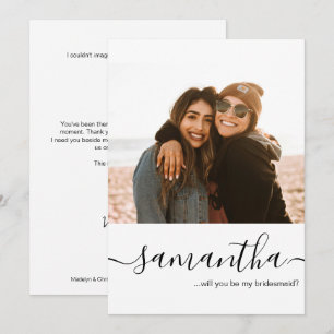Invitación Propuesta de dama de honor con foto personalizada 