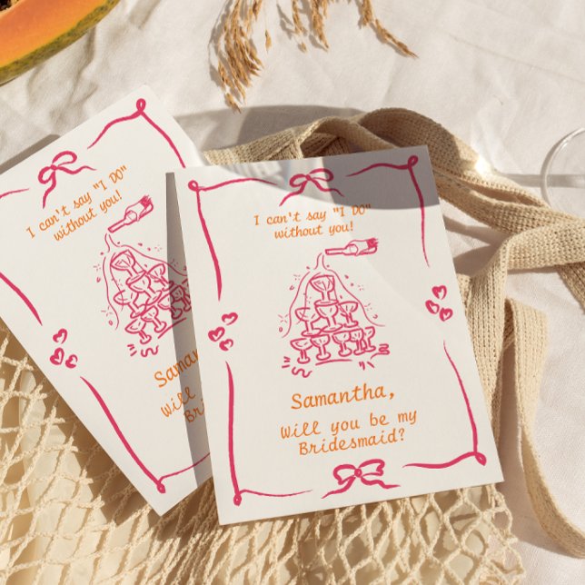 Invitación Propuesta de Dama de Honor con Torre de Champagne  (Subido por el creador)