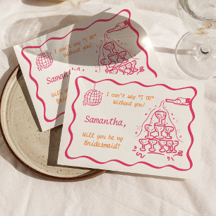 Invitación Propuesta de Dama de Honor con Torre de Champán Es