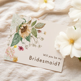 Invitación Propuesta de Dama de Honor de Boda Beige Girasol R