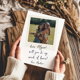 Invitación Propuesta de Dama de Honor Escrita a Mano en Foto 