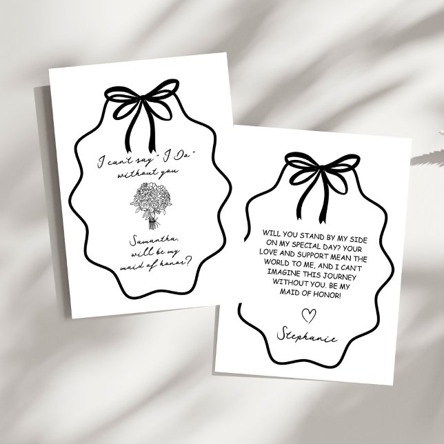 Invitación Propuesta de Dama de Honor Floral con Lazo Dibujad (Subido por el creador)